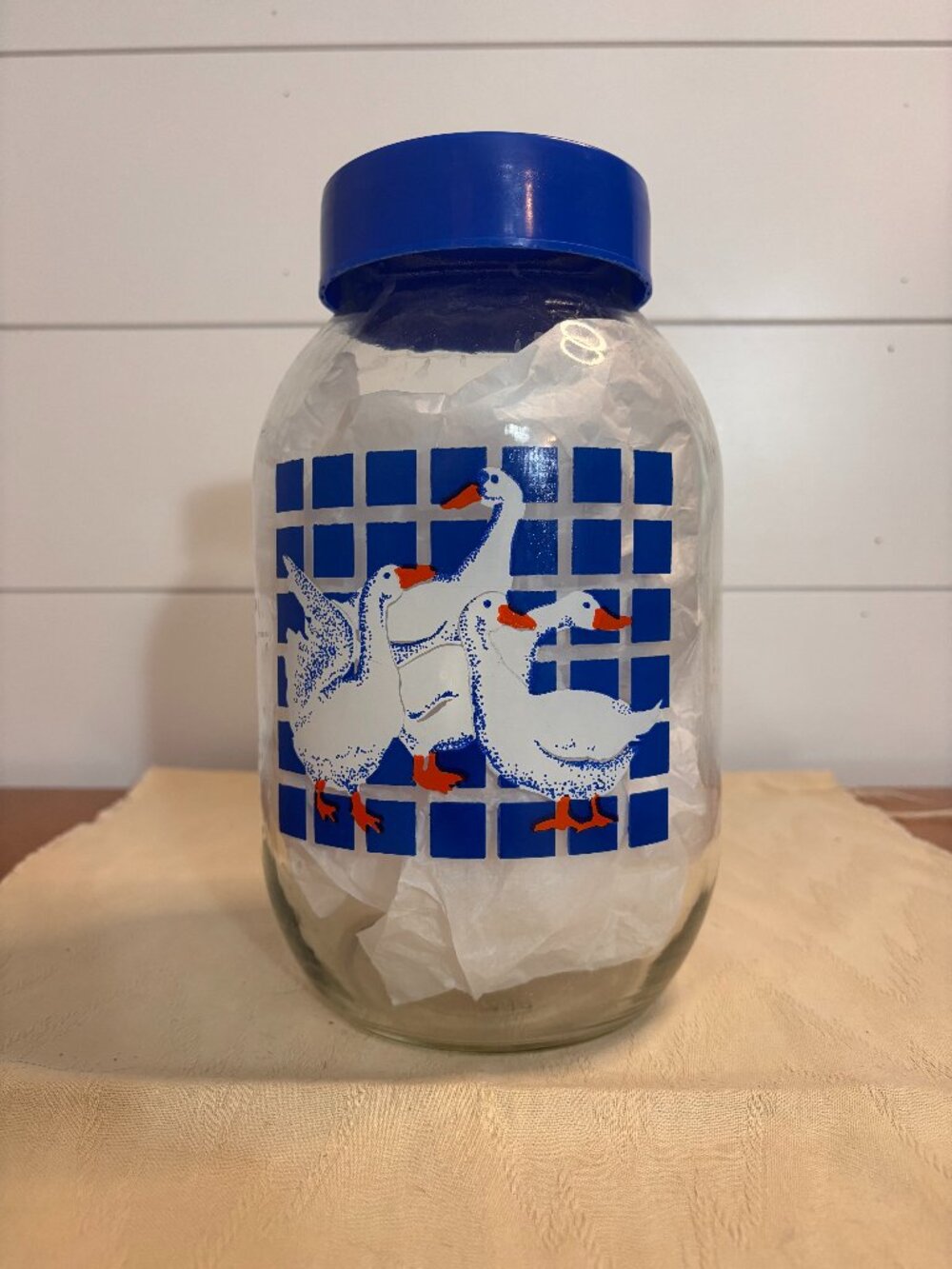 VTG 80s Country Goose Glass Jar 3L Carlton Glass Cottage Core